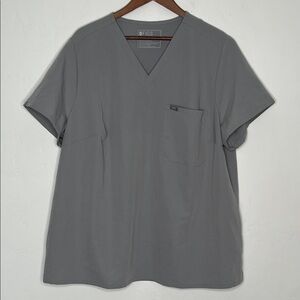 FIGS Catarina Scrub Top Gray 4XL Women’s FW4064 Stretch Medical Uniform Plus